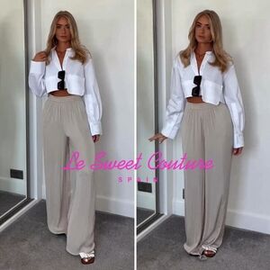 ZARA WOMAN NWT SS23 SOFT GOLD FLOWY WIDE LEG PANTS 9929/039